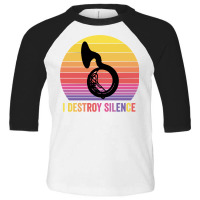 Silhouette Sousaphone Retro Vintage I Destroy Silence Pullover Hoodie Toddler 3/4 Sleeve Tee | Artistshot