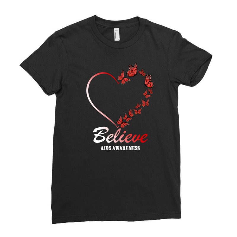 Believe Aids Awareness For Dark Ladies Fitted T-Shirt by autlu2024 | Artistshot