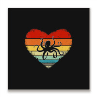 Trending Vintage Heart Octopus Valentine's Day For Him Her Metal Print Square | Artistshot