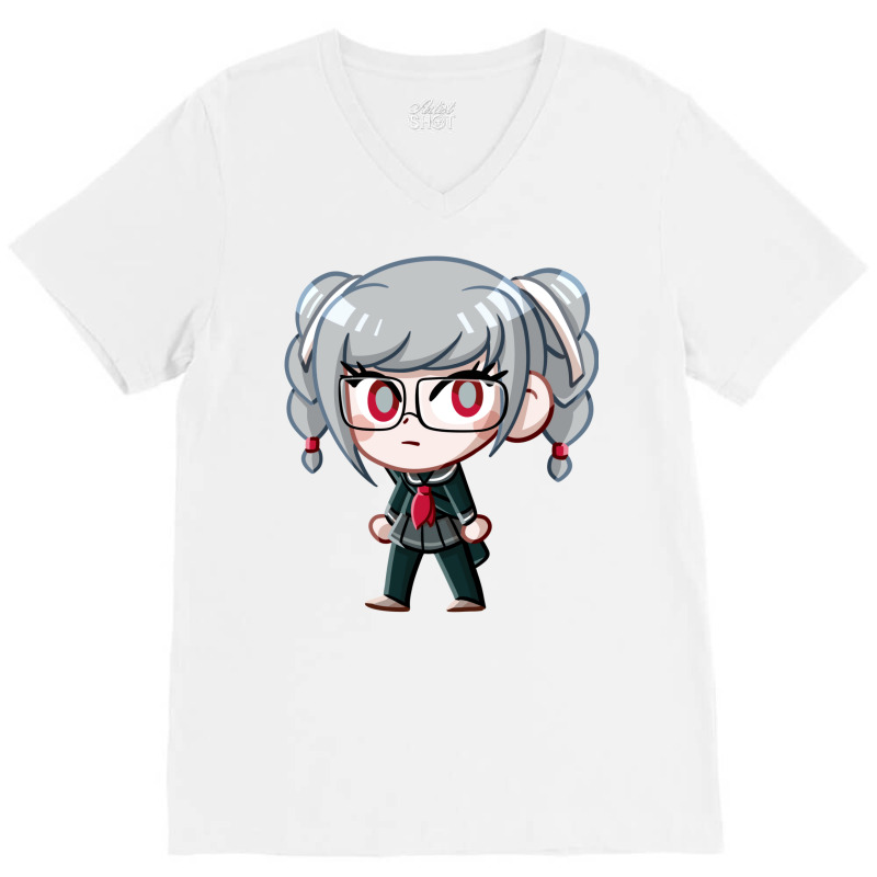 Peko Pekoyama Dangan Ronpa V-Neck Tee by actheguisaob | Artistshot