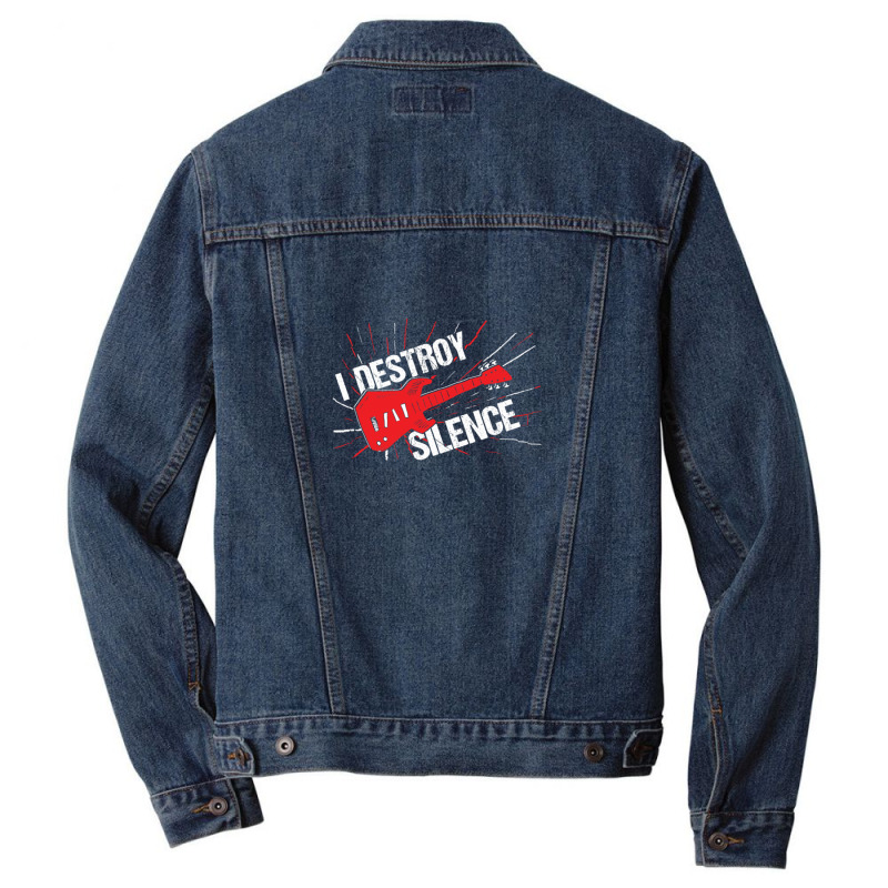 I Destroy Silence Electric Guitar Men Denim Jacket by ELIZABETHKARLENEWINCELOWICZ | Artistshot