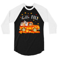 Hello Fall Bulldogs In Car Autunm T  Shirt Bulldogs Hello Fall   Bulld 3/4 Sleeve Shirt | Artistshot