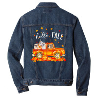 Hello Fall Bulldogs In Car Autunm T  Shirt Bulldogs Hello Fall   Bulld Men Denim Jacket | Artistshot