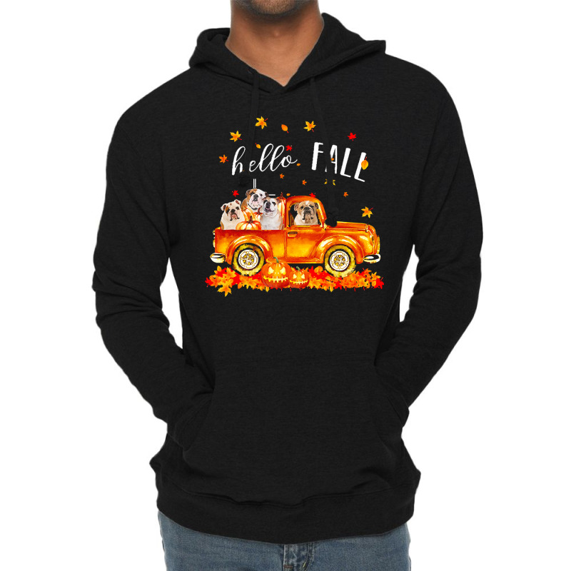 Hello Fall Bulldogs In Car Autunm T  Shirt Bulldogs Hello Fall   Bulld Lightweight Hoodie | Artistshot