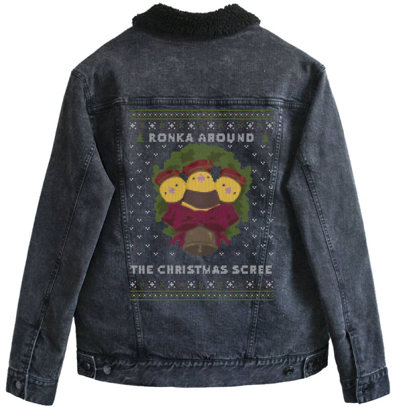 Ronka Around Ugly Christmas Sweater   Xiv Unisex Sherpa-Lined Denim Jacket by actheguisaob | Artistshot