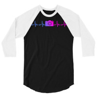 Photographer T  Shirt Camera Photography Heartbeat For Photographers T 3/4 Sleeve Shirt | Artistshot