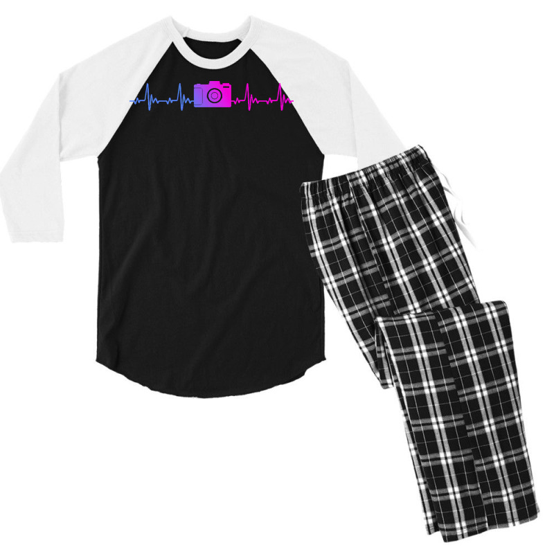 Photographer T  Shirt Camera Photography Heartbeat For Photographers T Men's 3/4 Sleeve Pajama Set | Artistshot