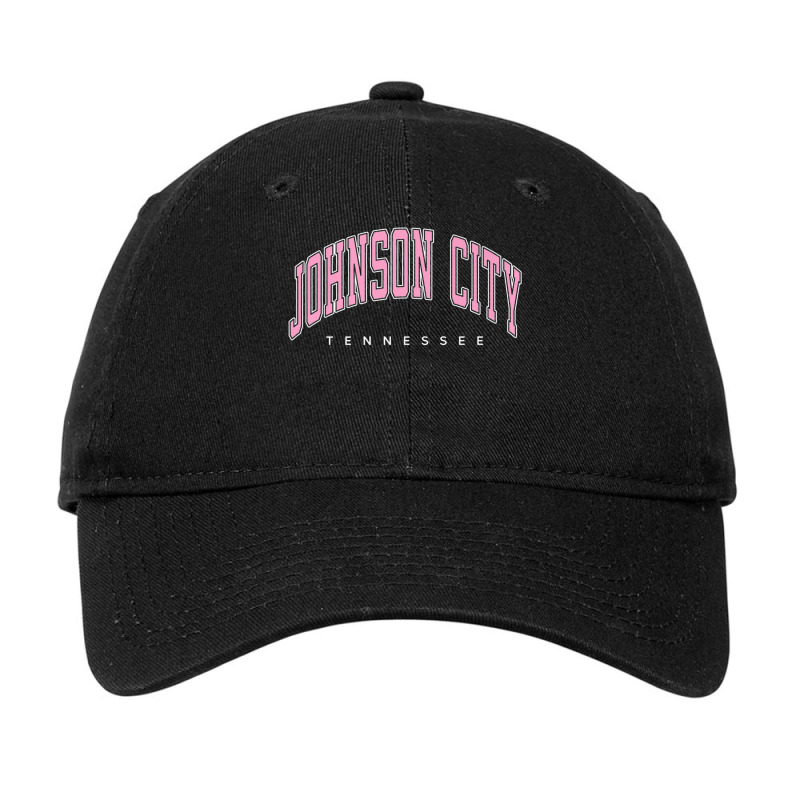 Johnson City Tennessee Tn Varsity Style Pink Text Premium Adjustable Cap by RachelRenePeckham | Artistshot