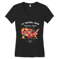 Trending National Park Map Vintage T Shirt - All 59 National Parks Gif Women's V-neck T-shirt | Artistshot