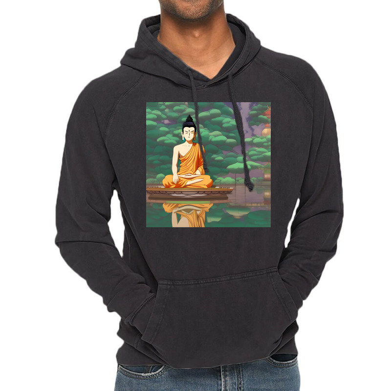 Cartoon Buddha Statue Art Vintage Hoodie | Artistshot