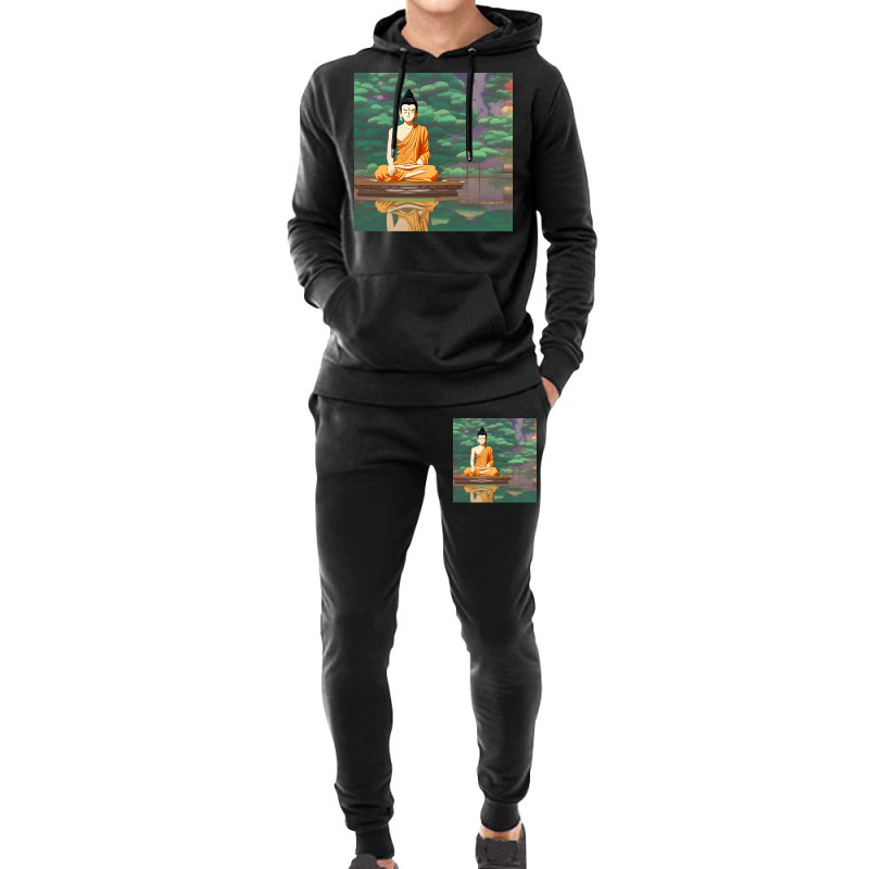 Cartoon Buddha Statue Art Hoodie & Jogger Set | Artistshot