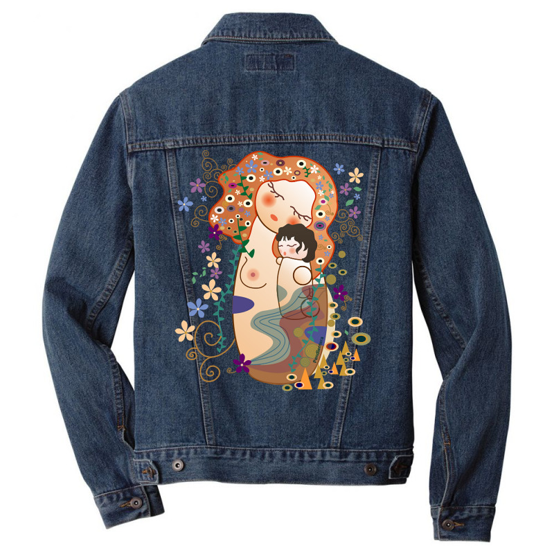 Trending Kokeshis Mother And Child Of Klimt Men Denim Jacket | Artistshot