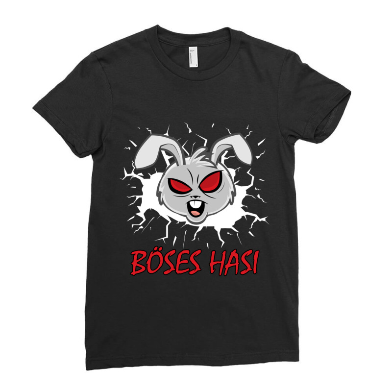 Evil Bunny - Funny Easter Bunny Rabbit Rabbit Long Ear Ladies Fitted T-Shirt by YVETTELOVE | Artistshot