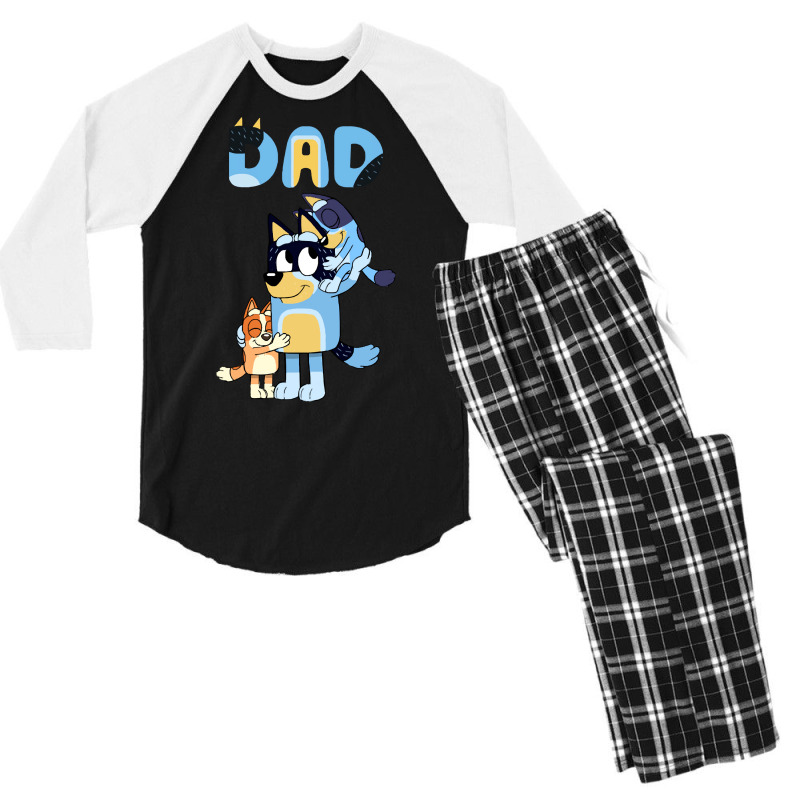 Dad Playing Son And Daughter Art Men's 3/4 Sleeve Pajama Set | Artistshot