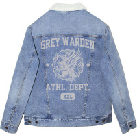 Grey Warden Athletic Department  Dragon Age Gym Shirt Style  Silver Pr Unisex Sherpa-lined Denim Jacket | Artistshot