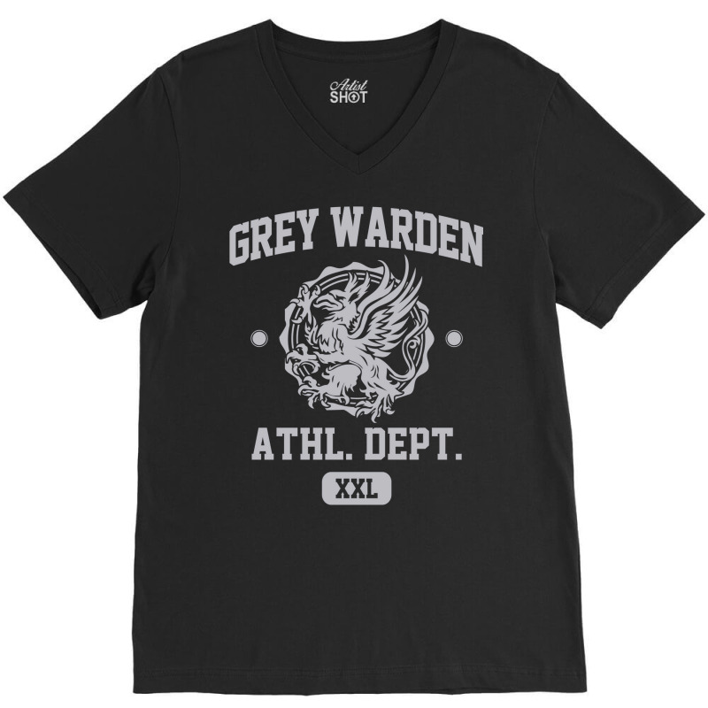 Grey Warden Athletic Department  Dragon Age Gym Shirt Style  Silver Pr V-Neck Tee by borlapleenazr | Artistshot