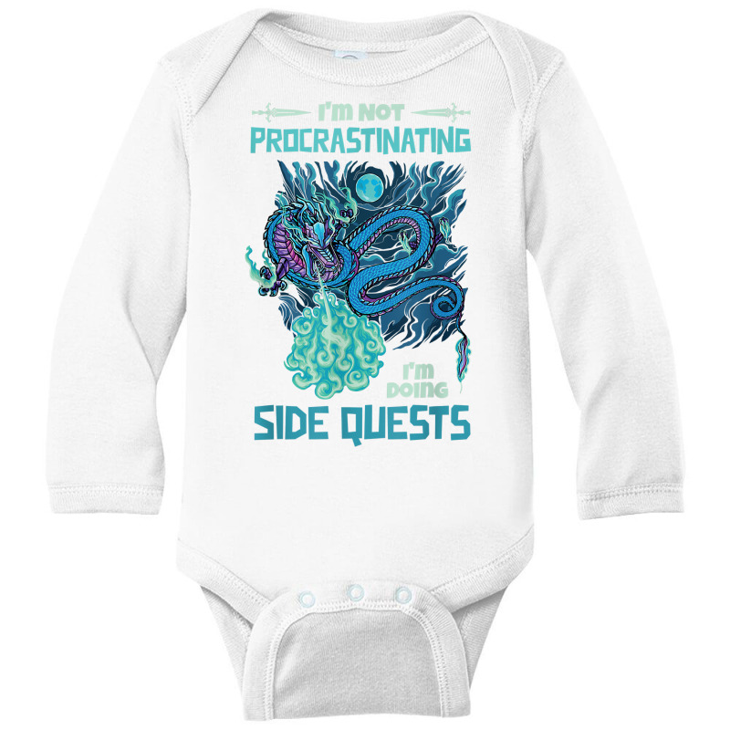 I'm Not Procrastinating I'm Doing Side Quests Rpg Dragon T Shirt Long Sleeve Baby Bodysuit by omano | Artistshot