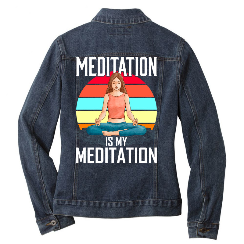 Trending Yoga Meditation Namaste Yogi Spiritual Meditate-yckqh Ladies Denim Jacket by greggjvandervor | Artistshot