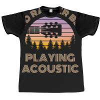 I'd Rather Be Playing Guitar Acoustic Guitar Headstock Vintage Sunset Graphic T-shirt | Artistshot