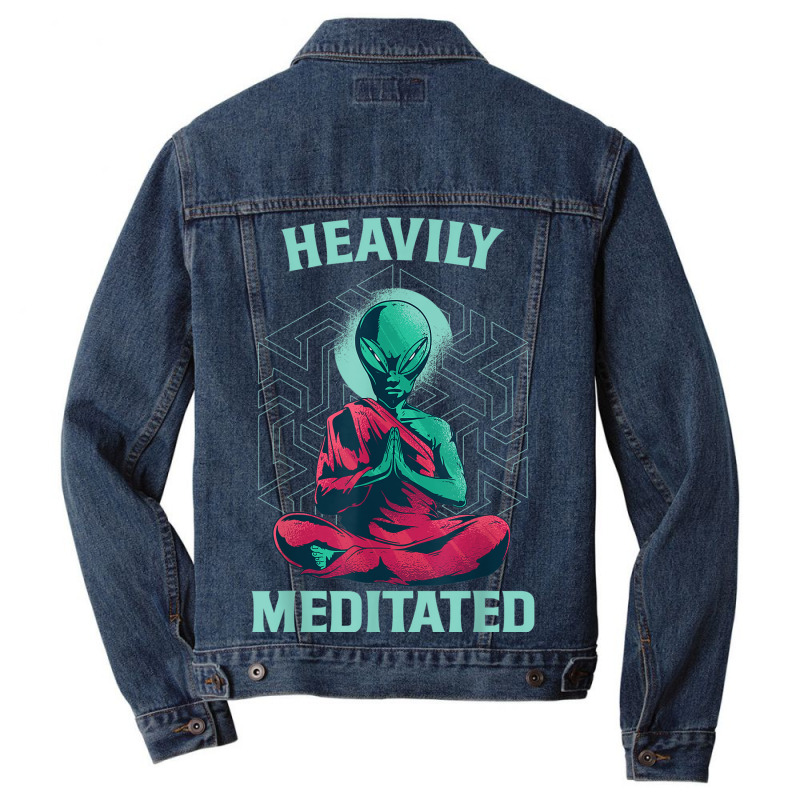 Heavily Meditated Alien Monk Funny Yoga Meditation Men Denim Jacket by DAGUILERA | Artistshot