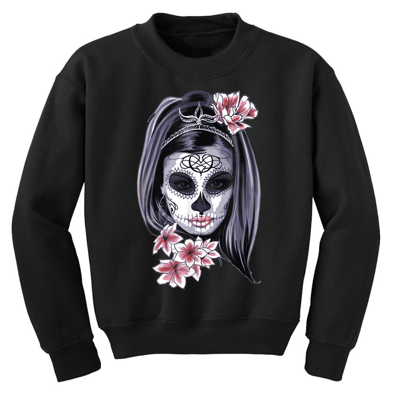 Day Of The Dead Calavera Girl Painted Mask T Shirt Youth Sweatshirt by kleebbi | Artistshot