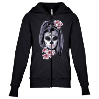 Day Of The Dead Calavera Girl Painted Mask T Shirt Youth Zipper Hoodie | Artistshot