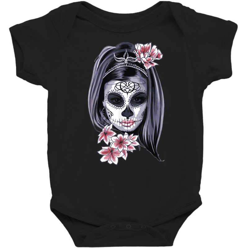 Day Of The Dead Calavera Girl Painted Mask T Shirt Baby Bodysuit by kleebbi | Artistshot