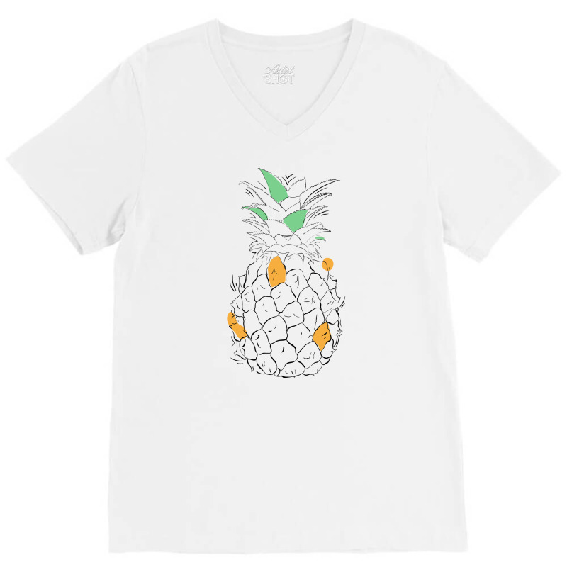 Pineapple Line Art V-Neck Tee by autlu2024 | Artistshot