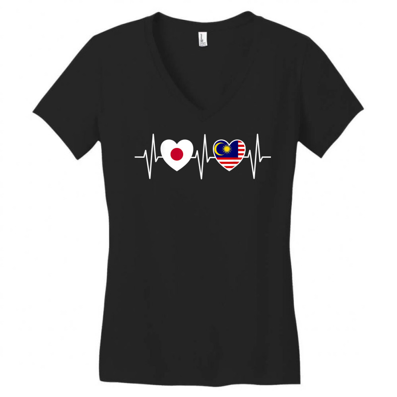 Japan And Malaysia Malaysian Flag Flags T Shirt Women's V-Neck T-Shirt by casimircorjki0 | Artistshot