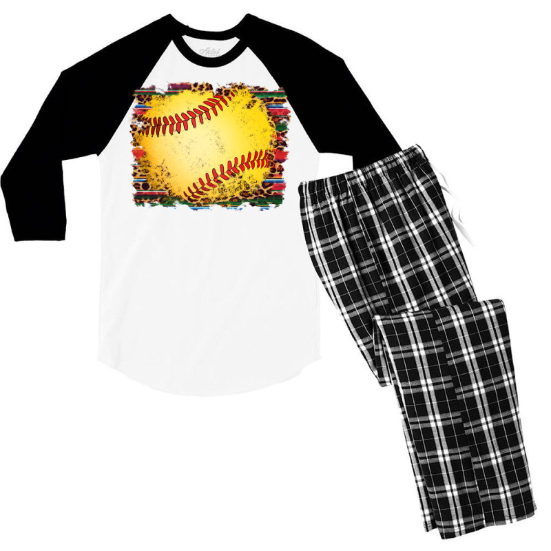 Sports Softball Background Men's 3/4 Sleeve Pajama Set | Artistshot