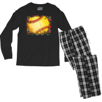 Sports Softball Background Men's Long Sleeve Pajama Set | Artistshot