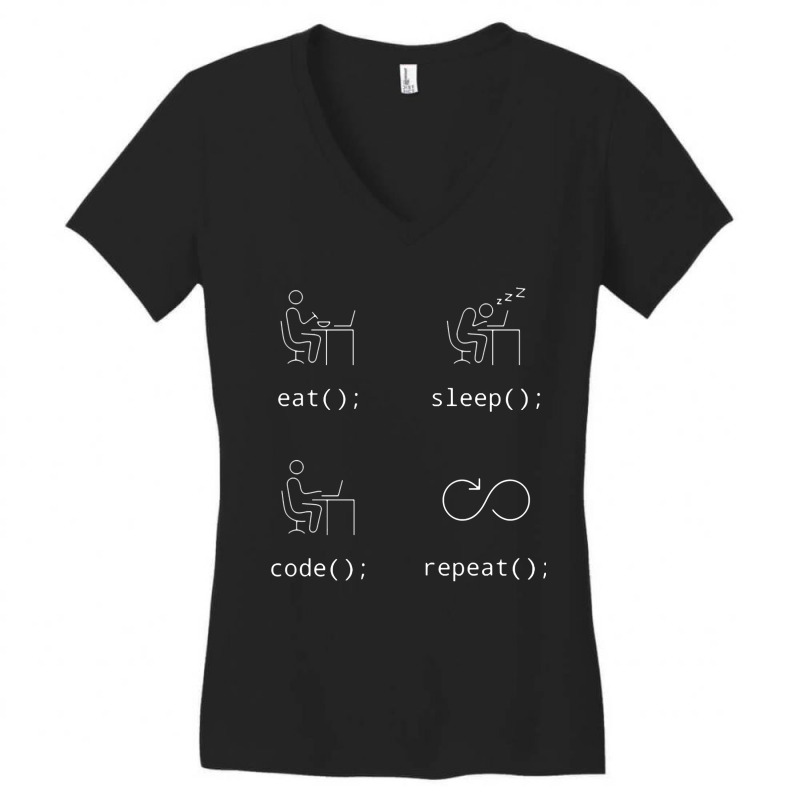 Limited Edition Eat Sleep Code Repeat Five Women's V-Neck T-Shirt by Jerhogen528 | Artistshot