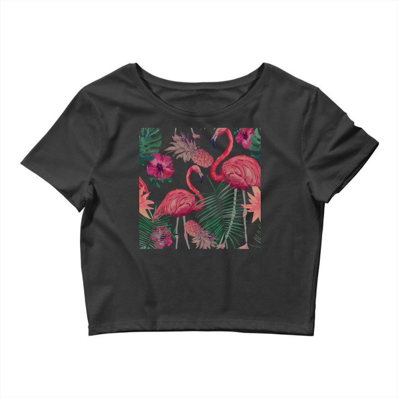 Flamingo T  Shirt Flamingo Pineapple And Tropical Flowers T  Shirt Crop Top by marisadenesik663 | Artistshot