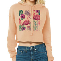 Flamingo T  Shirt Flamingo Pineapple And Tropical Flowers T  Shirt Cropped Hoodie | Artistshot