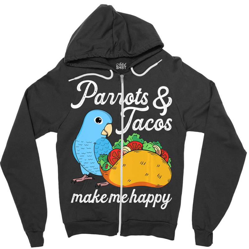 Parrots & Tacos I Kawaii Food I Blue Parrotlet Zipper Hoodie by namnguyen | Artistshot