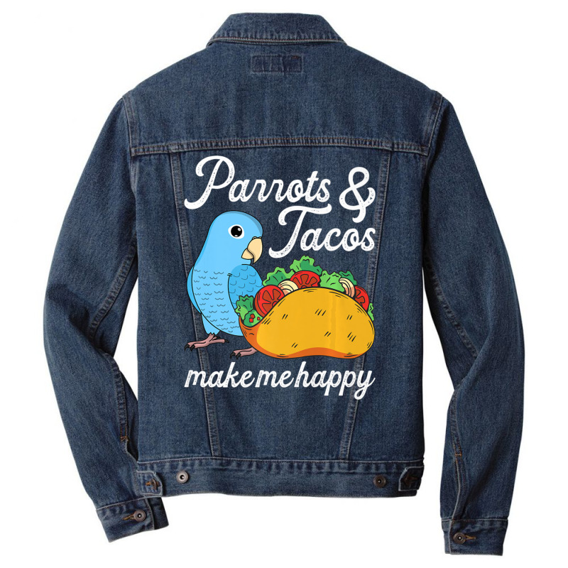 Parrots & Tacos I Kawaii Food I Blue Parrotlet Men Denim Jacket by namnguyen | Artistshot