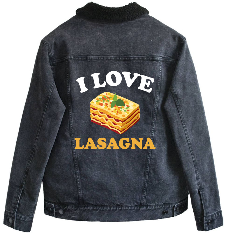 Limited Edition I Love Lasagna Italian Food Pasta Lover Unisex Sherpa-Lined Denim Jacket by declangreenwood | Artistshot