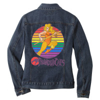 Thundercats Cheetara Rainbow Sunset Poster Premium T Shirt Ladies Denim Jacket | Artistshot