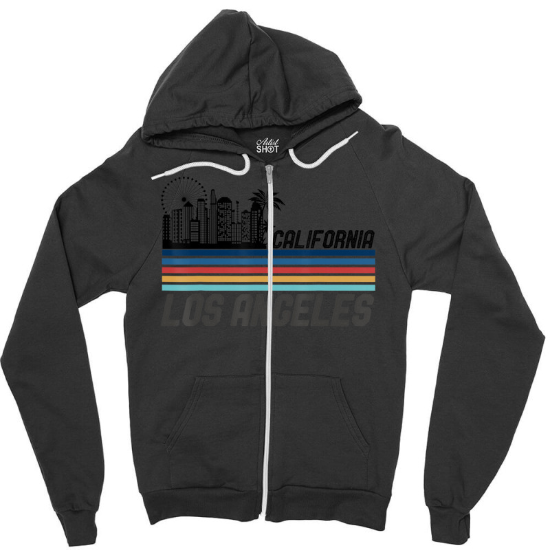 Hot Trend Retro Los Angeles Skyline Vintage 70s Los Angeles La Zipper Hoodie | Artistshot