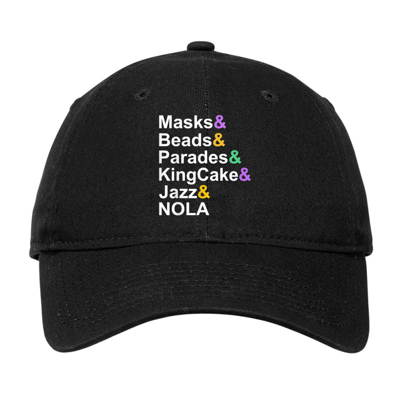 Mardi Gras Masks Beads Parades Kingcake Jazz Nola T Shirt Adjustable Cap | Artistshot