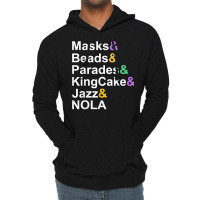 Mardi Gras Masks Beads Parades Kingcake Jazz Nola T Shirt Lightweight Hoodie | Artistshot