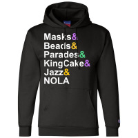 Mardi Gras Masks Beads Parades Kingcake Jazz Nola T Shirt Champion Hoodie | Artistshot