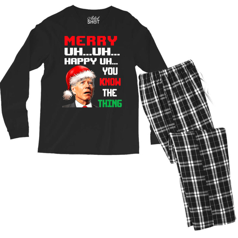 Merry Christmas Santa Joe Biden Men Women Xmas Men's Long Sleeve Pajama Set | Artistshot