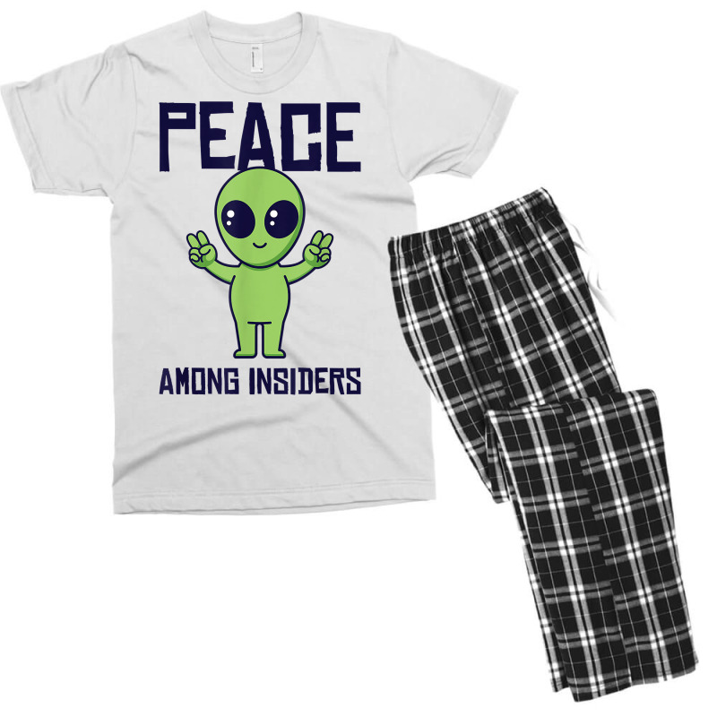 Peace Among Insiders Alien Head Martian Conspiracy Theories T Shirt Men's T-shirt Pajama Set | Artistshot