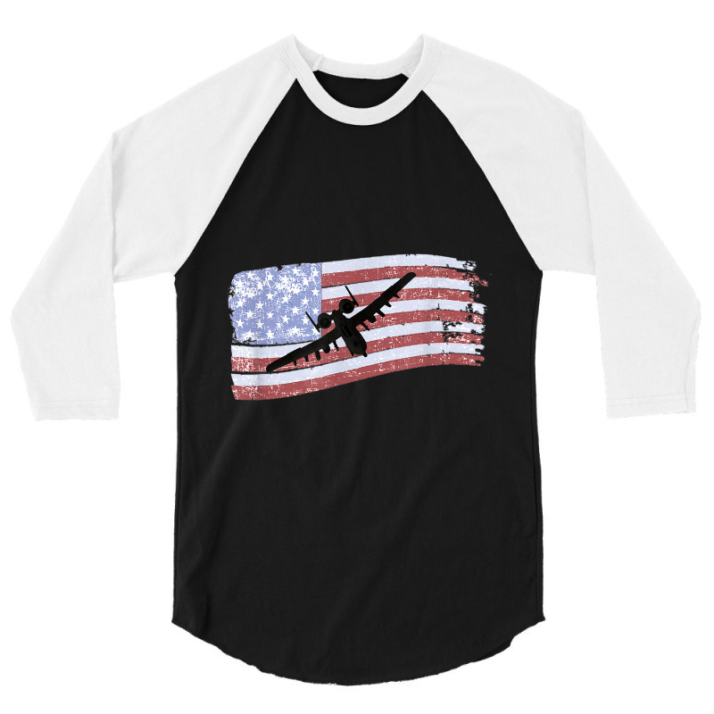 A10 Thunderbolt Ii Warthog Distressed  Us Flag 3/4 Sleeve Shirt | Artistshot