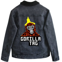 Trending Gorilla Tag Lava Monkey Banana Peel Gorilla Monke By Polkart Unisex Sherpa-lined Denim Jacket | Artistshot