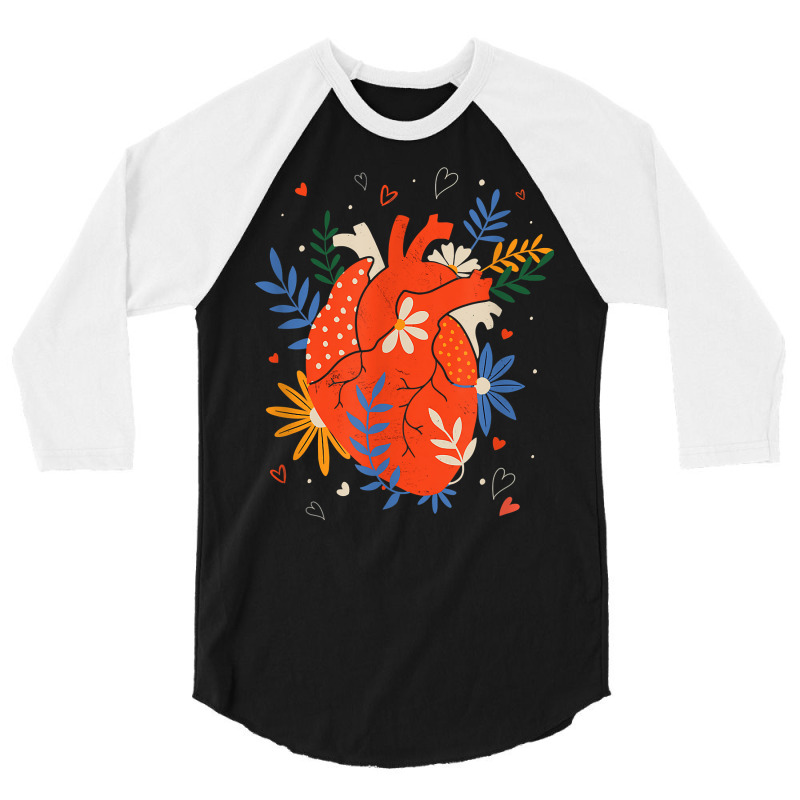 Valentine Flower Heart T Shirt 3/4 Sleeve Shirt by javauxswar | Artistshot