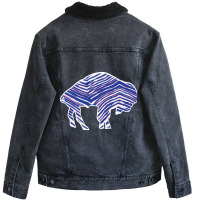 Limited Edition Buffalo Zebra Blue And Pink Unisex Sherpa-lined Denim Jacket | Artistshot