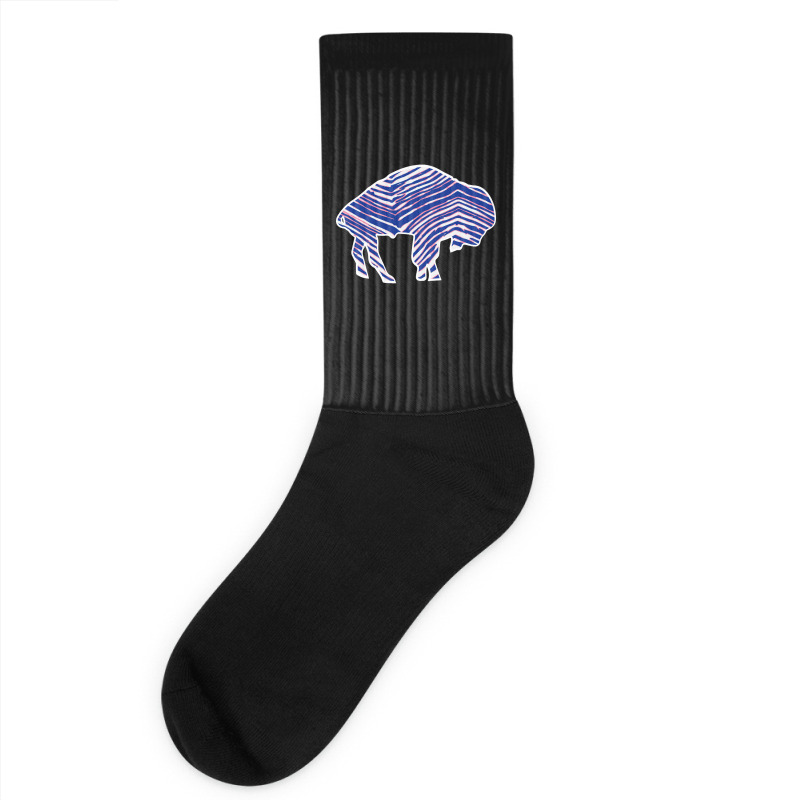 Limited Edition Buffalo Zebra Blue And Pink Socks | Artistshot