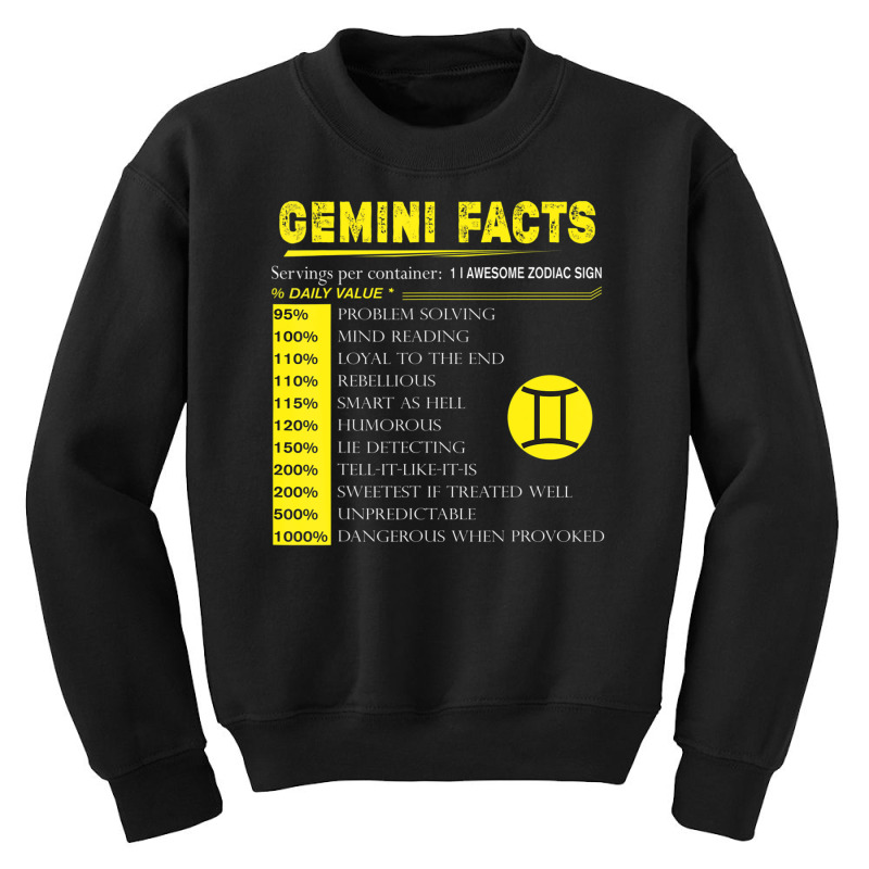 Hot Trend Gemini Facts Zodiac Gemini Birthday Youth Sweatshirt by michaelyounger19 | Artistshot